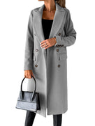 Trench lungo classico da donna con revers e doppia abbottonatura