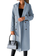 Trench lungo classico da donna con revers e doppia abbottonatura