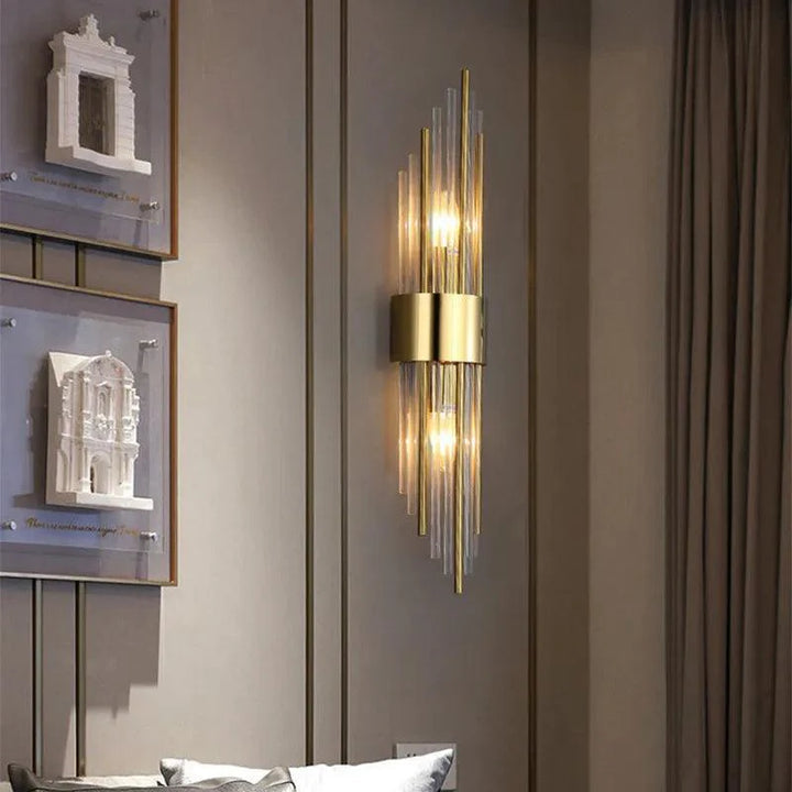 Aplique de pared Celestia - diseño lujoso de cristal para interiores con ambiente