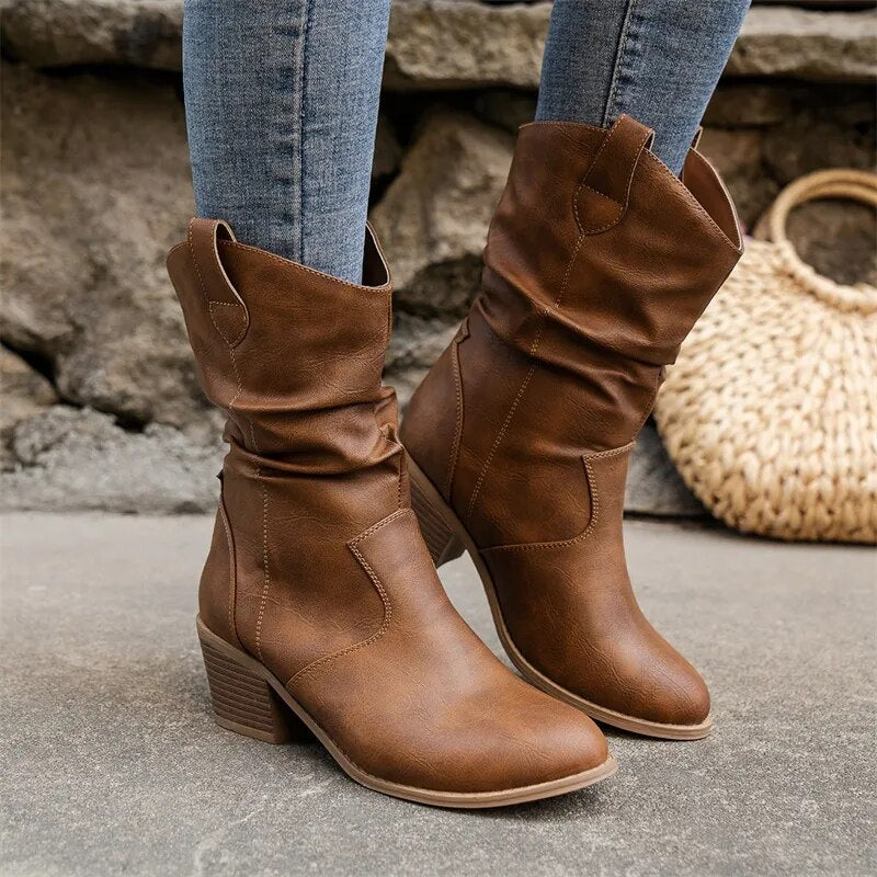 Luna | Western Leather Ankle Boots for Women