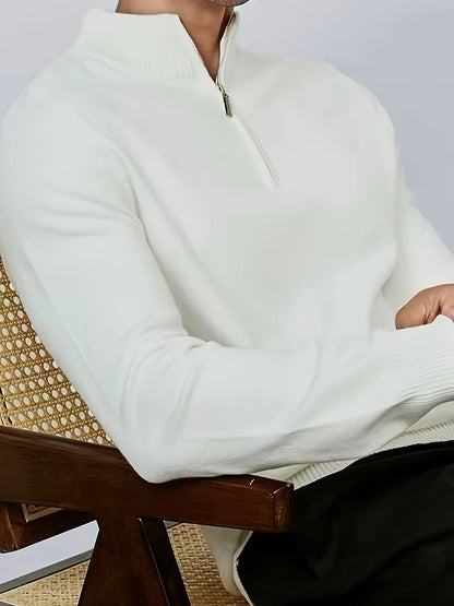 Luuk | Casual men's jumper with half zip and collar