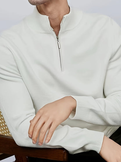 Luuk | Casual men's jumper with half zip and collar