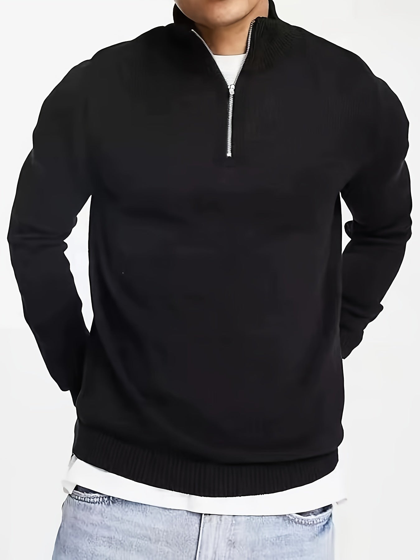 Luuk | Casual men's jumper with half zip and collar