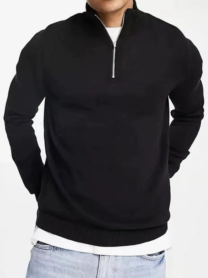 Luuk | Casual men's jumper with half zip and collar
