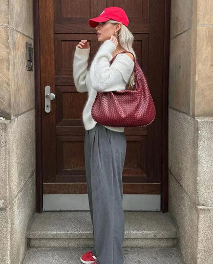 Woven Handbag in Vegan Leather