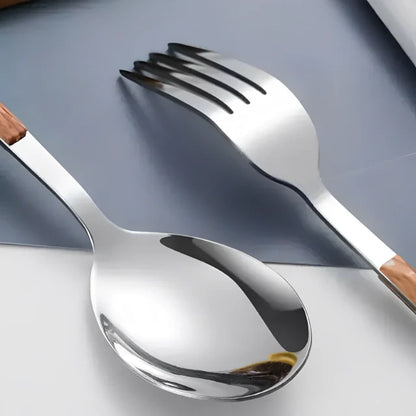 Stainless Steel Cutlery Set - Wooden Handle - Sustainable & Stylish