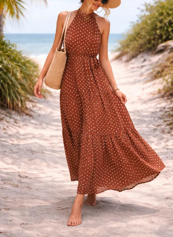 Maxi dress with polka dots