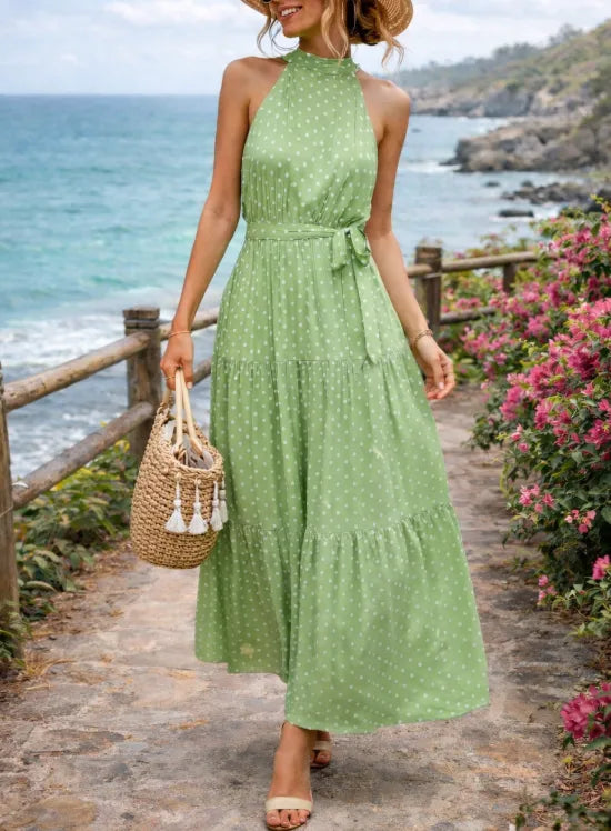 Maxi dress with polka dots