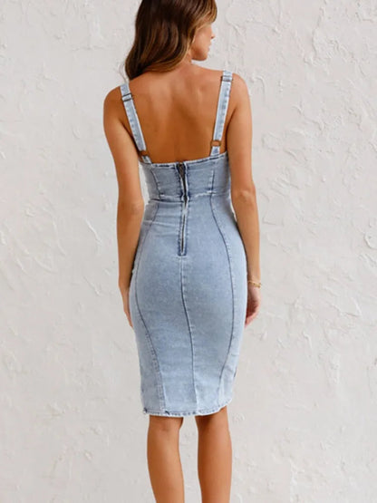Perla Denim – Casual Denim Dress with Adjustable Straps