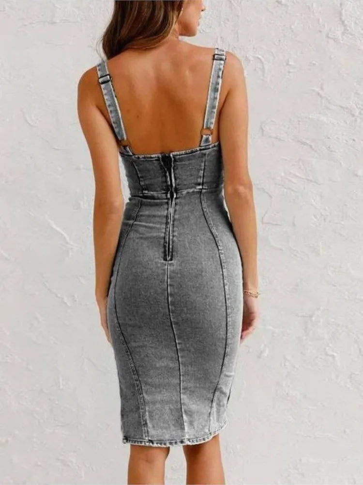 Perla Denim – Casual Denim Dress with Adjustable Straps