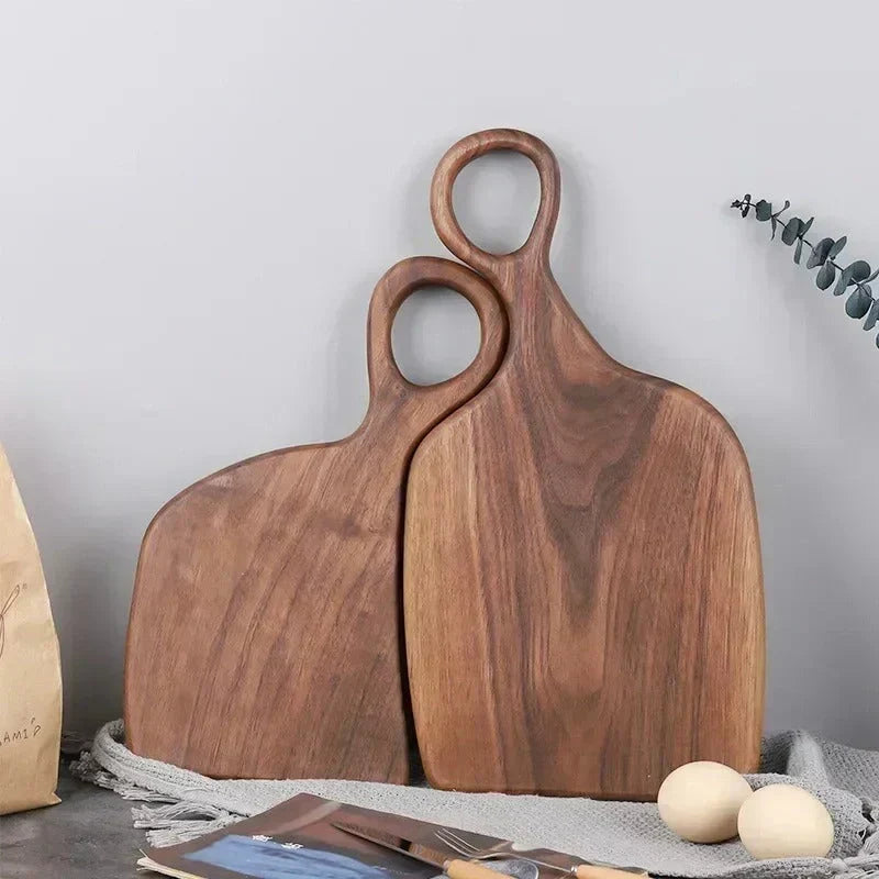 Tagliere in noce per la cucina e per servire, con design double face
