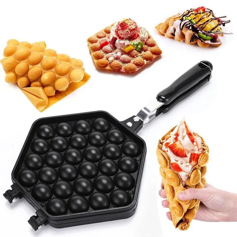Molde para pastel de burbujas con forma de huevo - Aluminio fundido - Revestimiento antiadherente - Perfecto para gofres crujientes