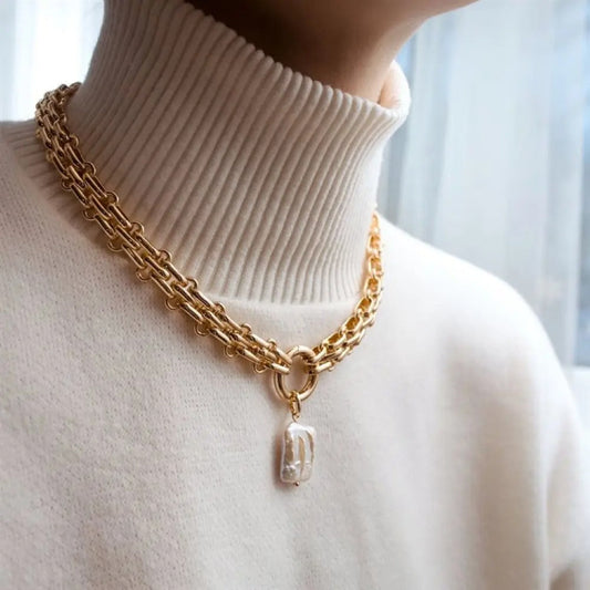Enskier – Collar llamativo para mujer en acero inoxidable