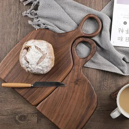 Tagliere in noce per la cucina e per servire, con design double face