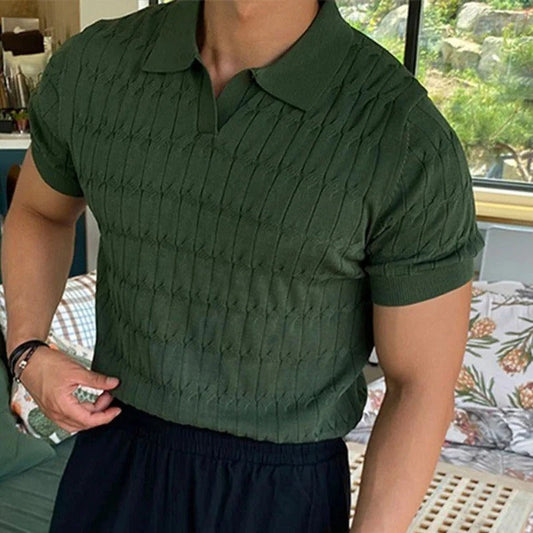 Polo de punto jacquard casual para hombre - Arthur