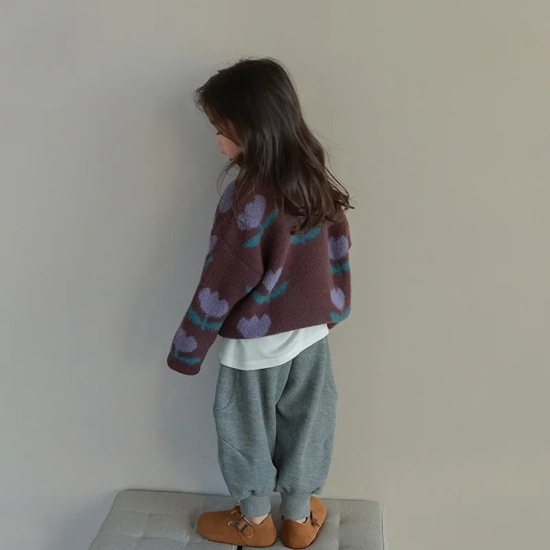 Soft and Warm Children's Sweater with Stylish Flowers