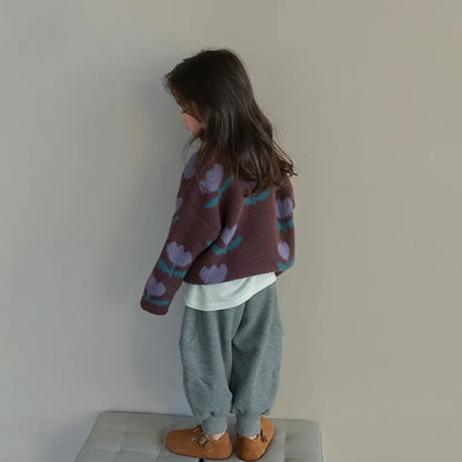 Soft and Warm Children's Sweater with Stylish Flowers