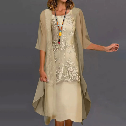 Aneira – Elegante vestido de dos piezas de gasa