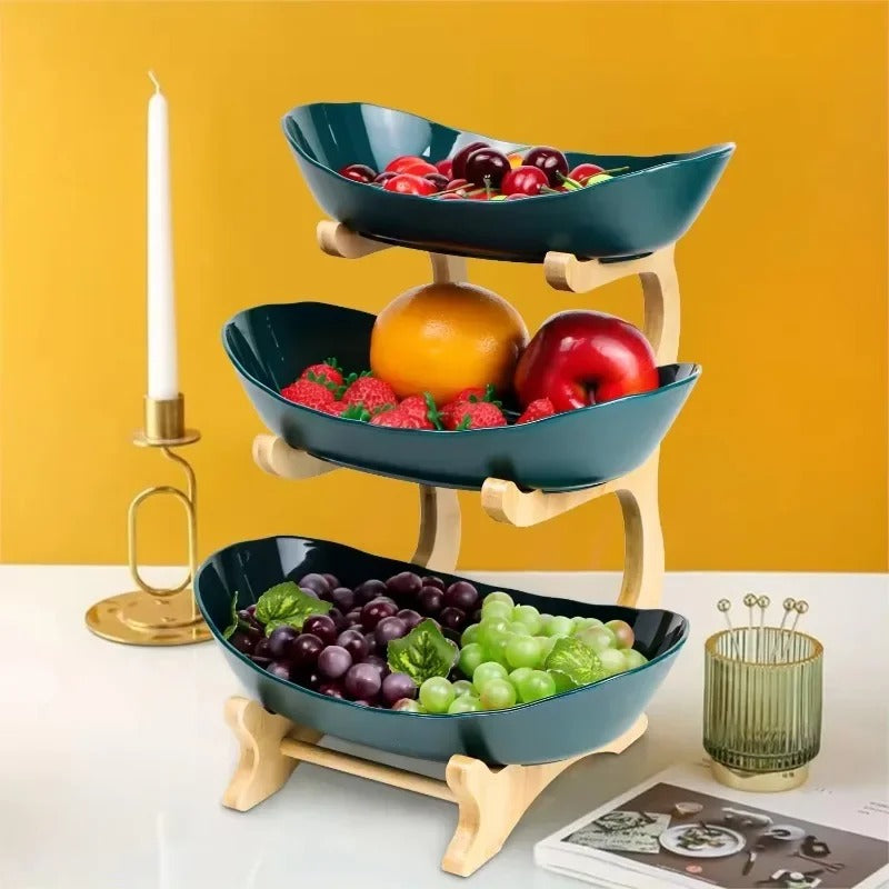 Modern Bamboo Fruit Basket - 2 to 3 Tiers - Stylish and Space-Saving