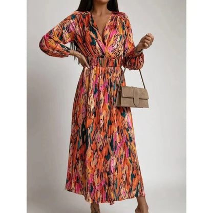 Summer V-neck and graphic print with side split - Vella