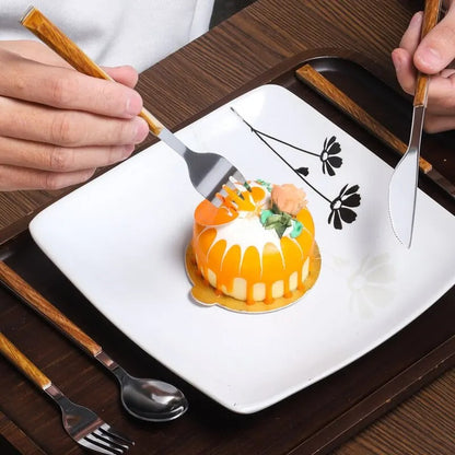 Stainless Steel Cutlery Set - Wooden Handle - Sustainable & Stylish