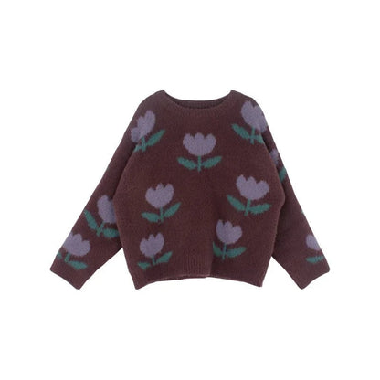 Soft and Warm Children's Sweater with Stylish Flowers