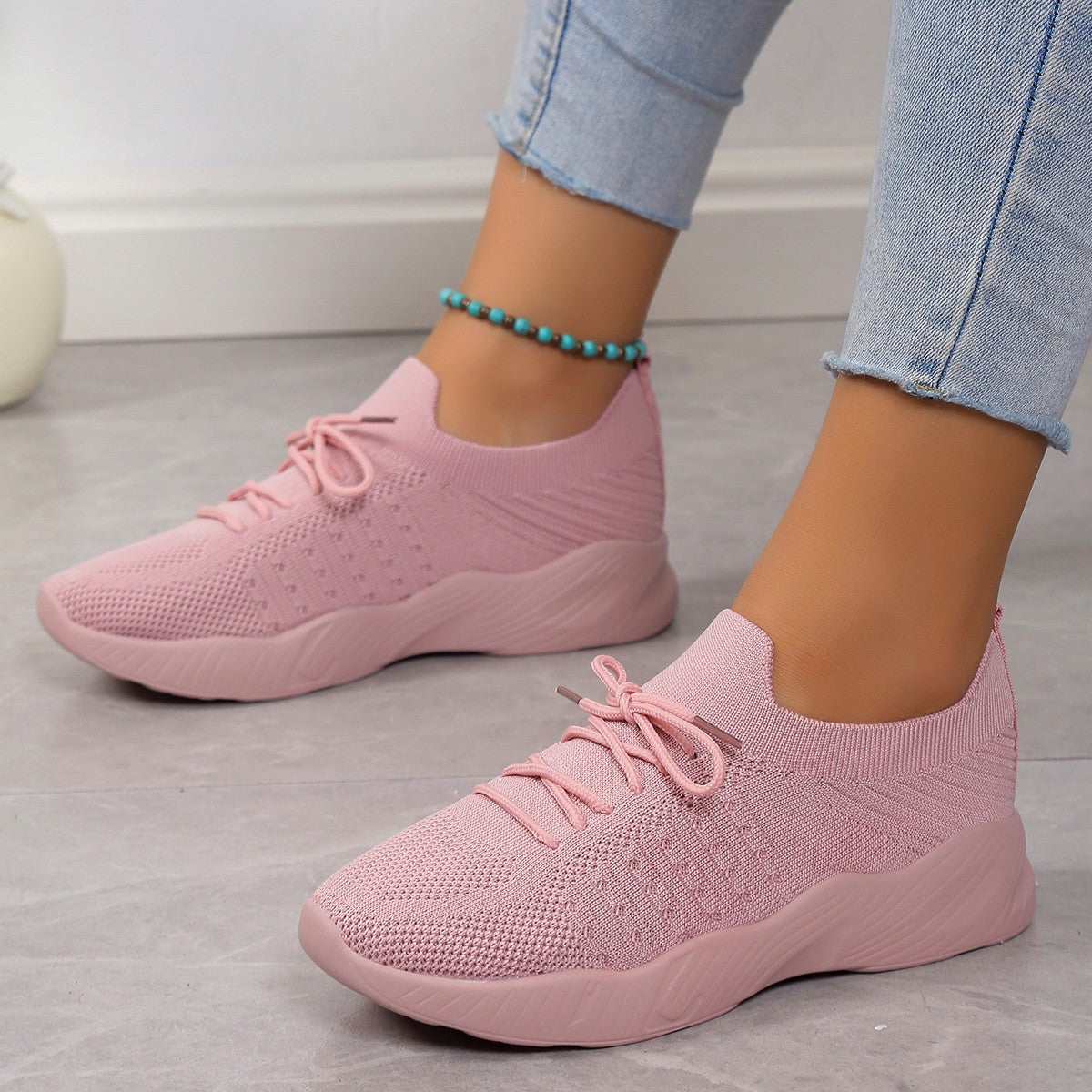 Yuna – Breathable Mesh Women's Sneakers with Laces and Platform Sole
