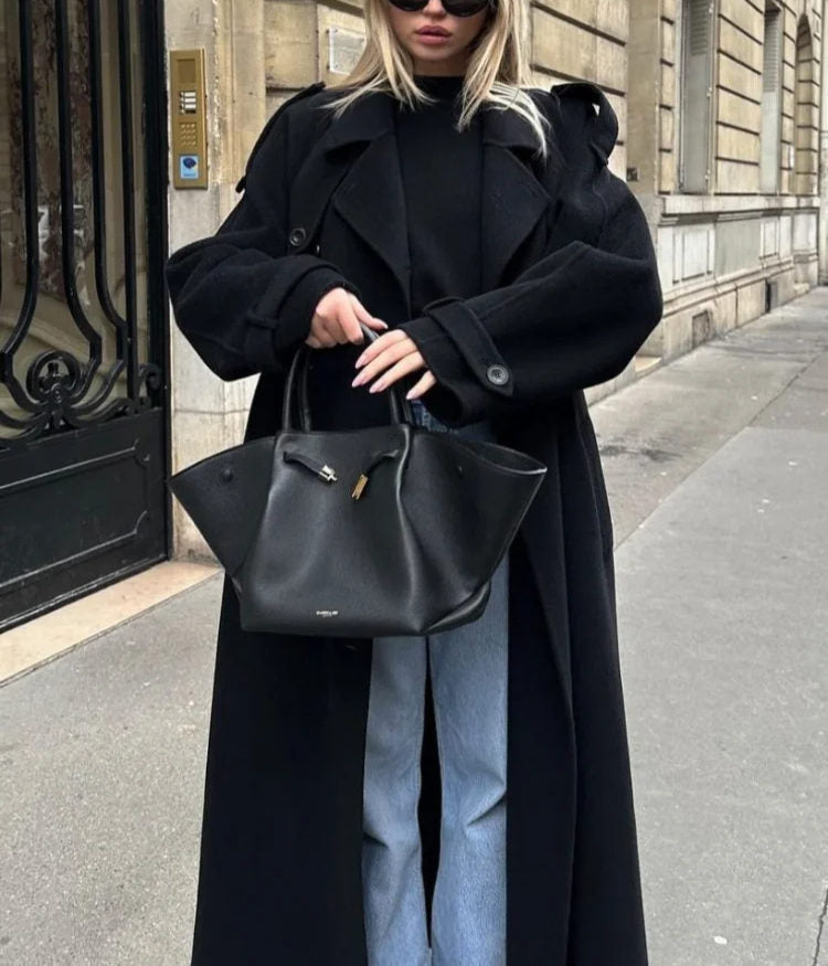 Long Oversized Coat with Belt for Women