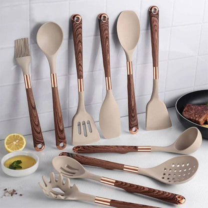 Juego de utensilios de cocina de silicona de 10 piezas – Resistente al calor y apto para el uso diario