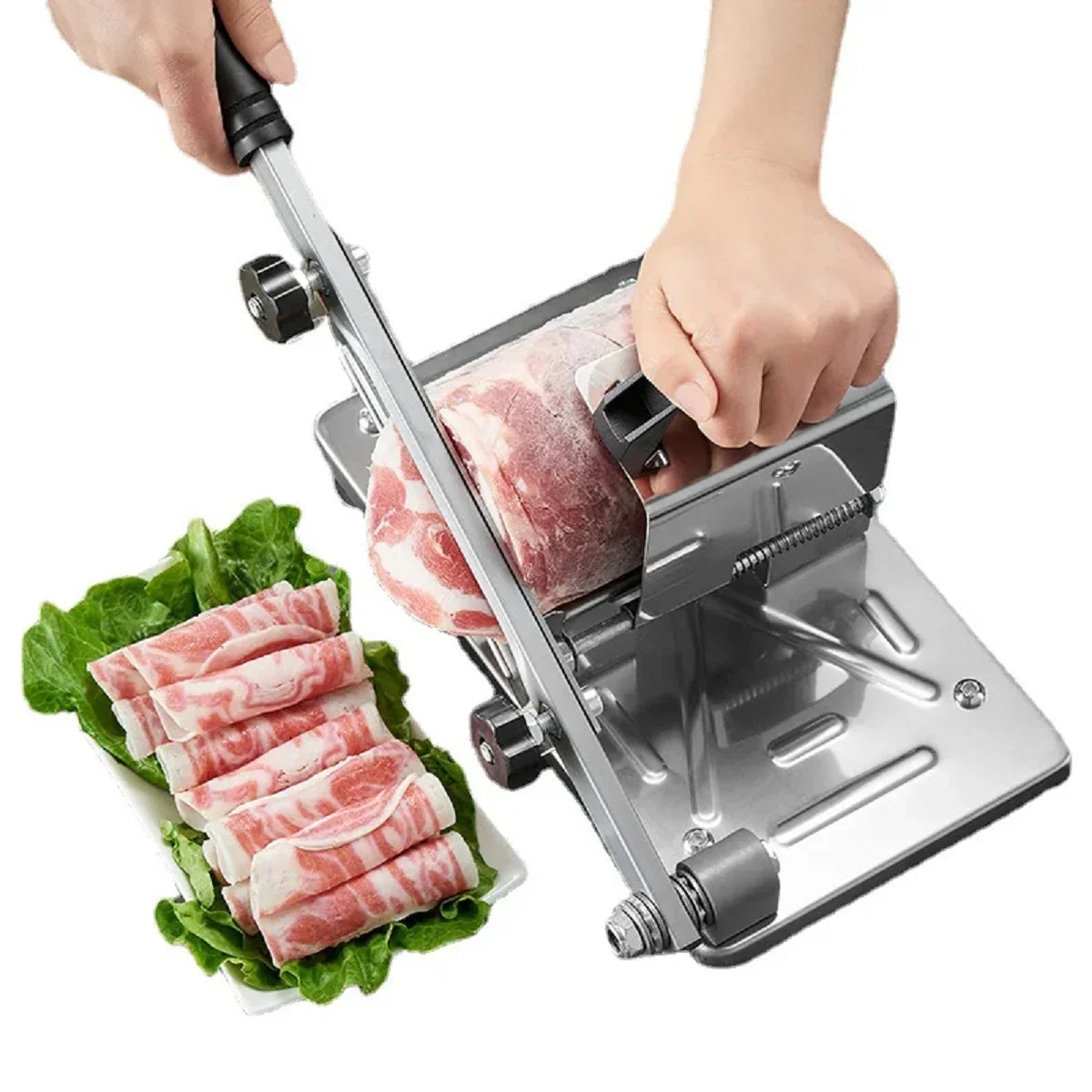 Cortadora manual de carne congelada - Acero inoxidable - Cortes precisos - Eficiente y fácil de usar