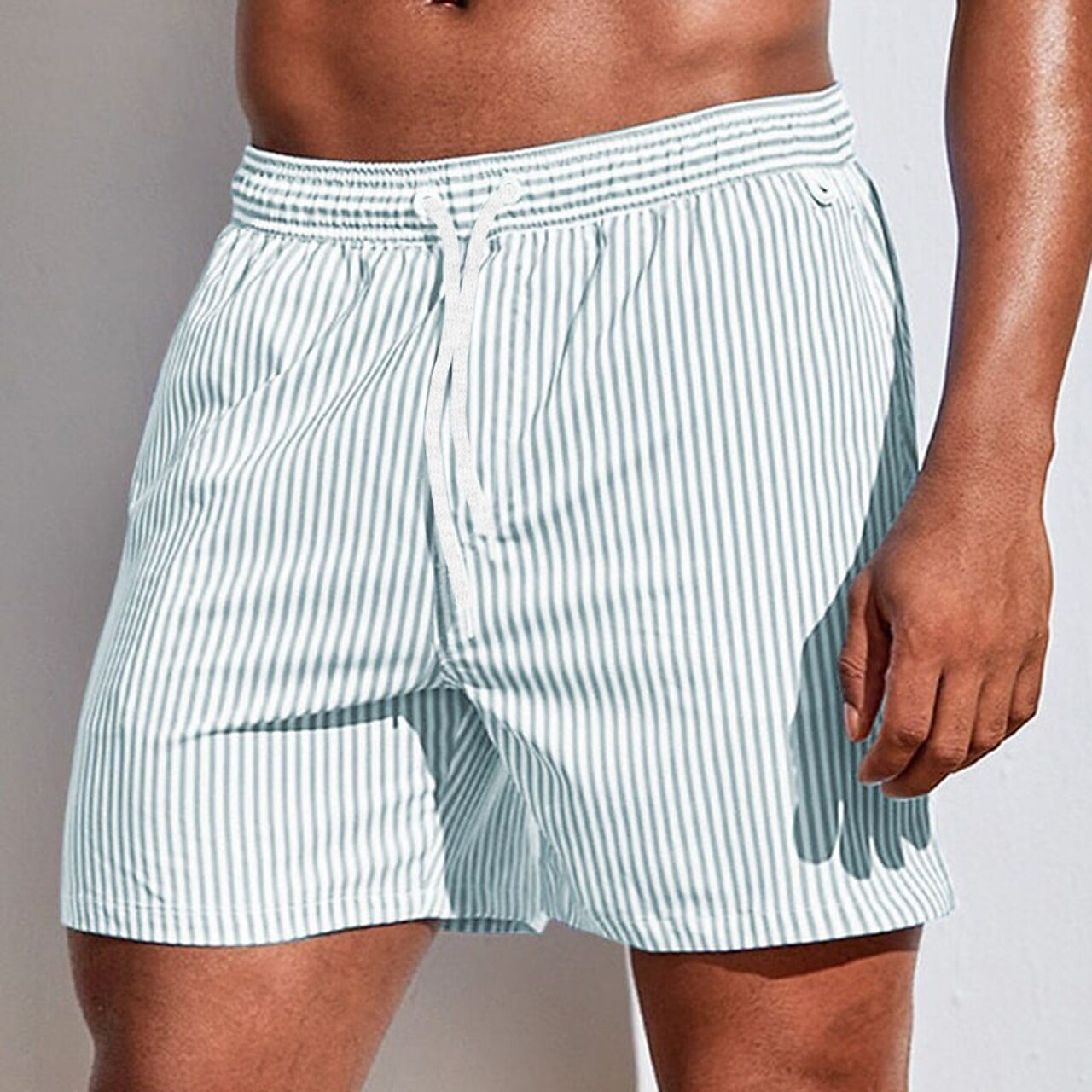 Men's Striped Shorts with Drawstring