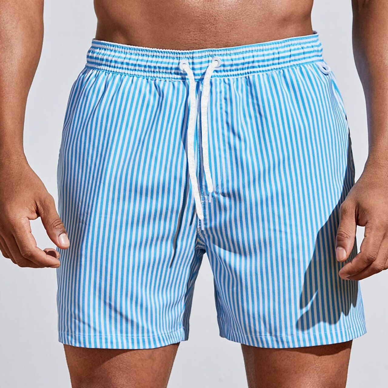 Men's Striped Shorts with Drawstring
