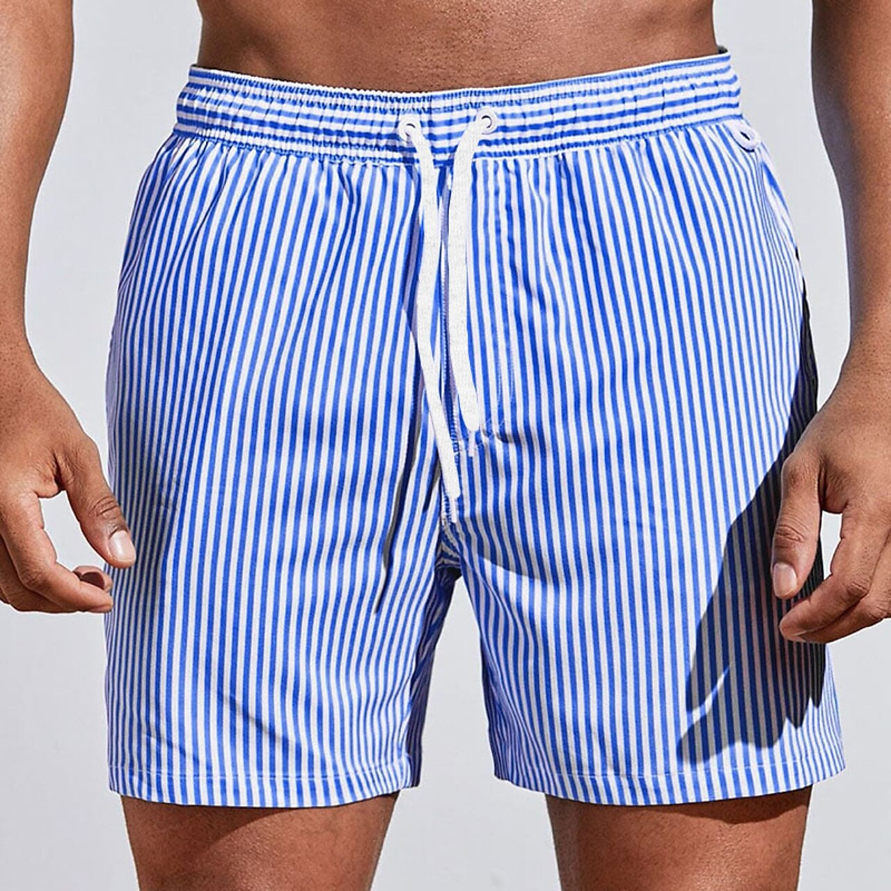 Men's Striped Shorts with Drawstring