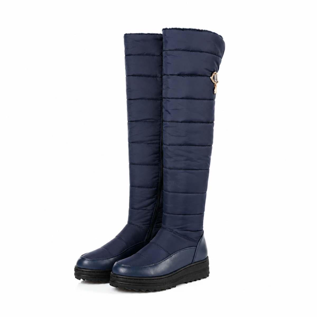 Ladies' Warm Overknee Snow Boots with Fleece Lining and Zip