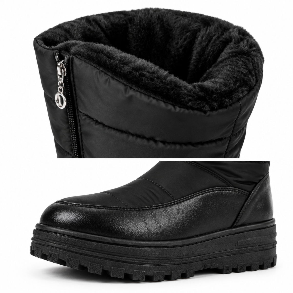 Ladies' Warm Overknee Snow Boots with Fleece Lining and Zip