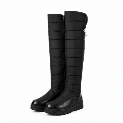 Ladies' Warm Overknee Snow Boots with Fleece Lining and Zip