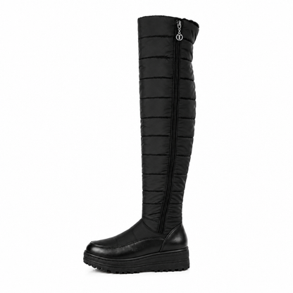 Ladies' Warm Overknee Snow Boots with Fleece Lining and Zip