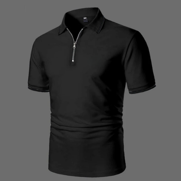 Max | White polo shirt with short sleeves and zip