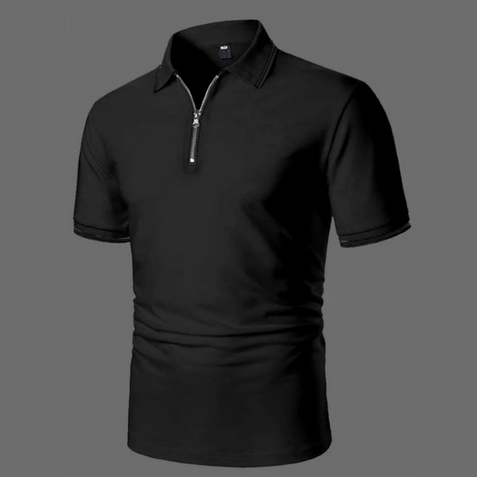 Max | White polo shirt with short sleeves and zip