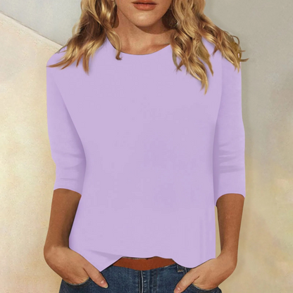 Maya | Plain Coloured Ladies' T-Shirt with Round Neck and Long Sleeves