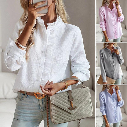 Blouse with Ruffles and Long Sleeves for Women
