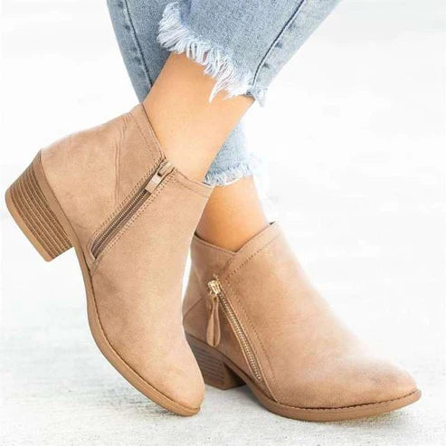 Ladies Stylish Waterproof Ankle Boots with Zip