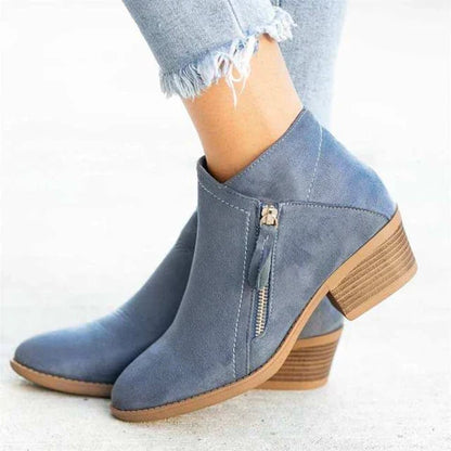 Ladies Stylish Waterproof Ankle Boots with Zip