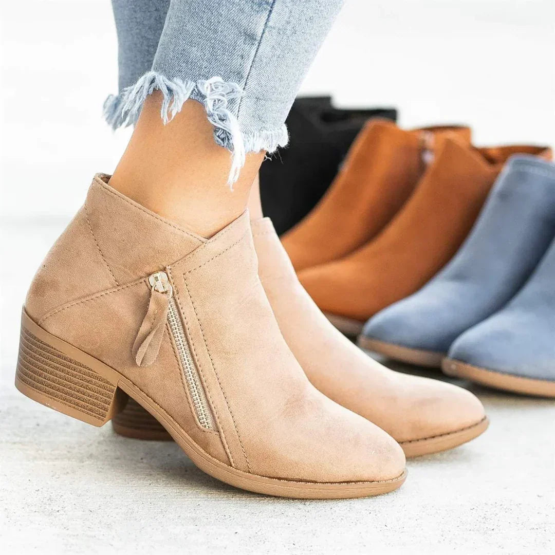 Ladies Stylish Waterproof Ankle Boots with Zip