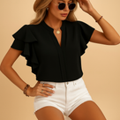 Blusa para mujer con mangas con volantes y escote en V