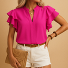 Blusa para mujer con mangas con volantes y escote en V