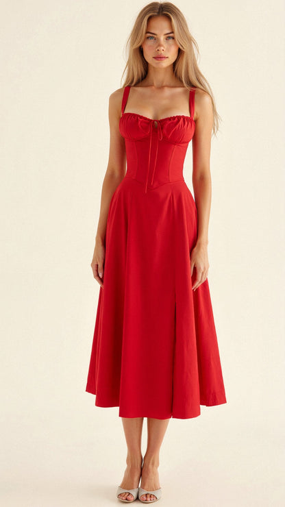 Jessy - Midi dress with corset and side split