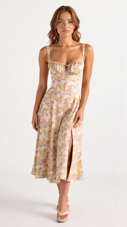 Jessy - Midi dress with corset and side split