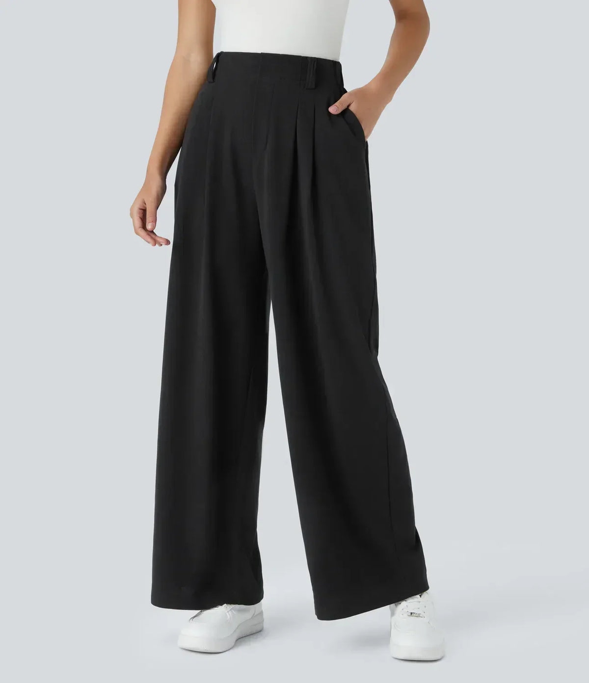 High-Waisted Trousers for Women with Elastic Waist and Wide Legs
