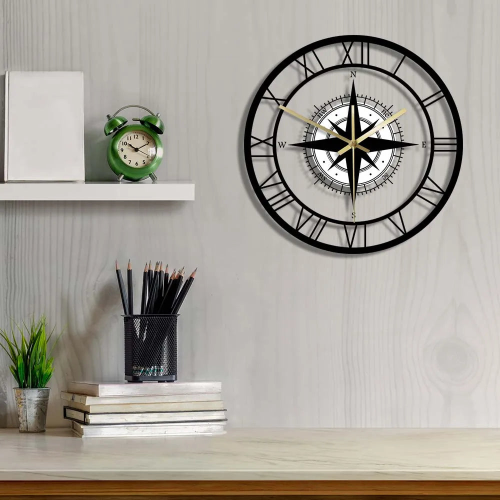 Nautical Compass Wall Clock - Luxury Design & Precision Craftsmanship